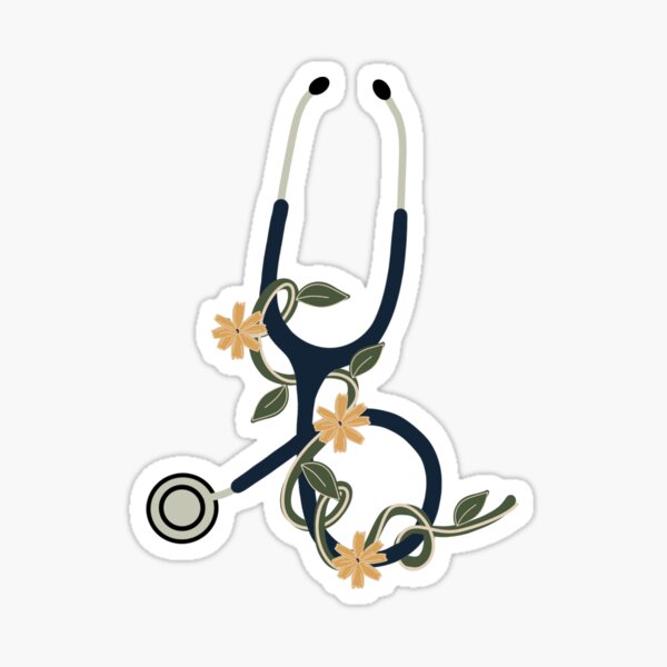 Floral stethoscope Sticker