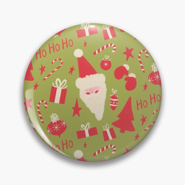 Artikelvorschau, Rotes und weißes Retro-Weihnachtsmannmuster auf Grün entworfen und verkauft von Stephanie McRae.