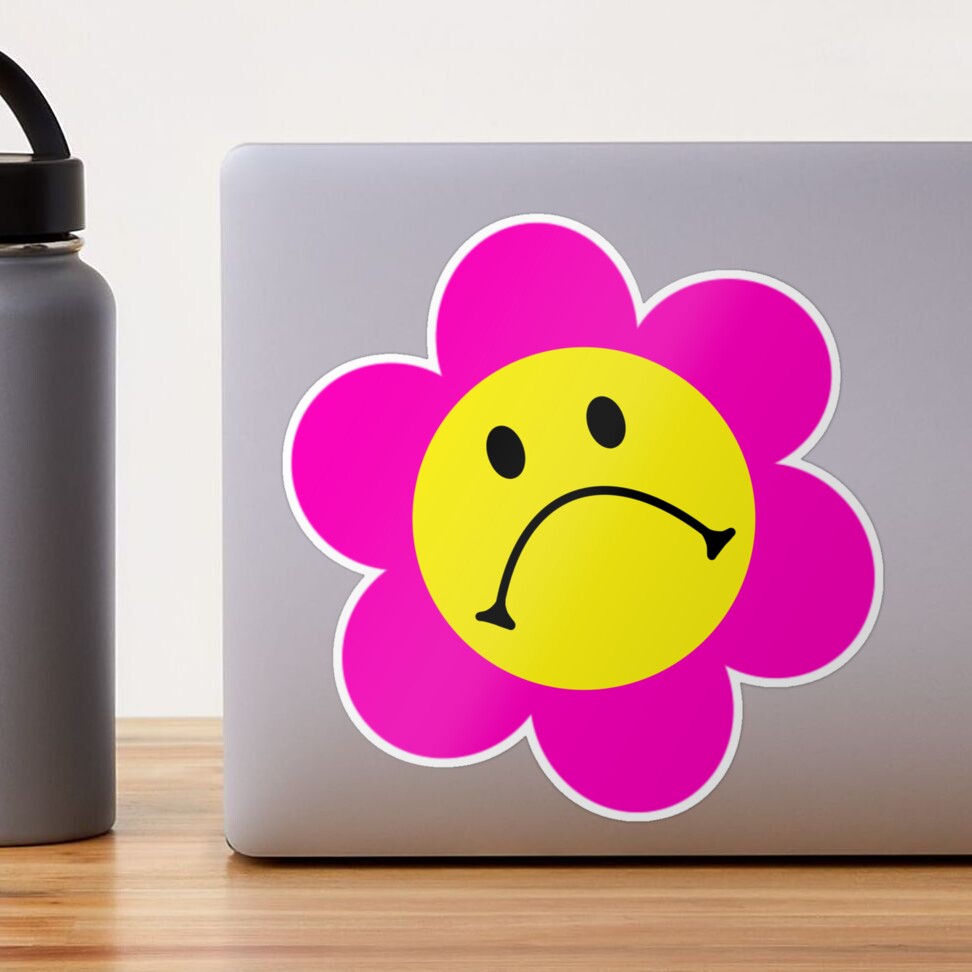 Flower Smiley Face Pink Sticker for Sale by berrydesignco