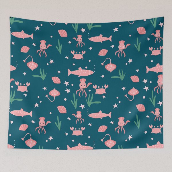 Item preview, Sea Animals pattern-blue designed and sold by Vinaerick.