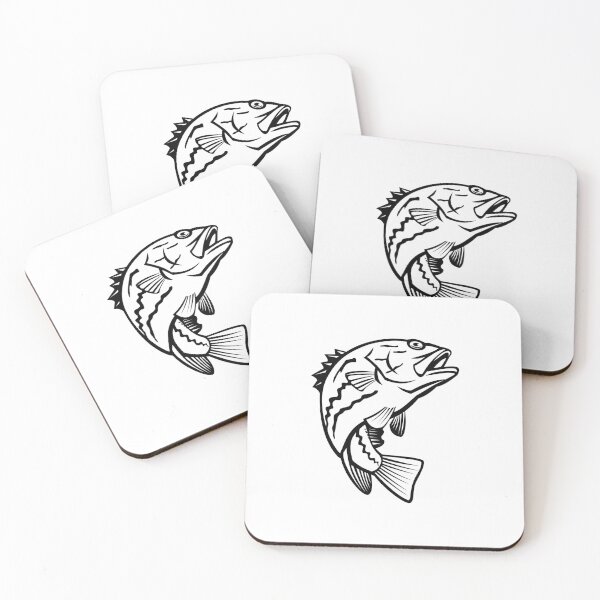 Item preview, West Australian Dhufish Glaucosoma Hebraicum Westralian Jewfish or West Australian Pearl Perch Jumping Mascot Black and White designed and sold by patrimonio.