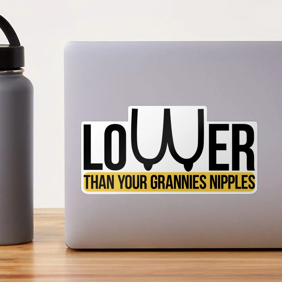 Lower than your grannies nipples car sticker