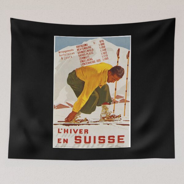 Item preview, Hiver en Suisse retro poster designed and sold by CorasPosters.