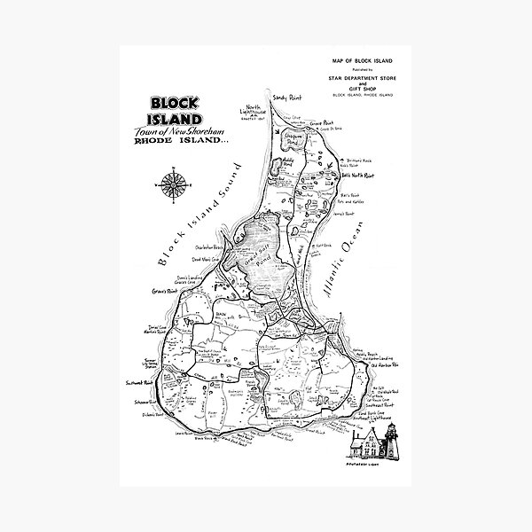 Block Island - Souvenir Map Photographic Print