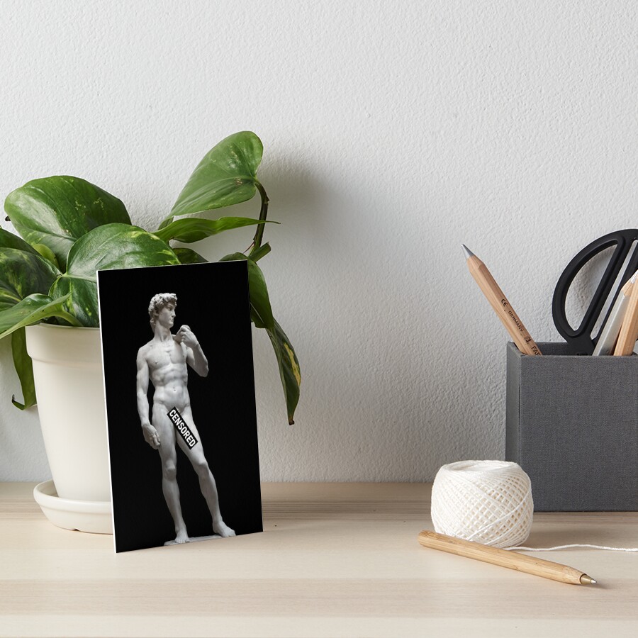 david-unnecessarily-large-censored-statue-art-board-print-by