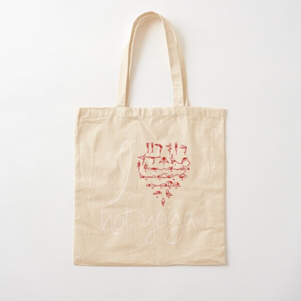 I love Hot Yoga (Love Heart with Bikram Postures) (White/White) Tote Bag  for Sale by ByLara