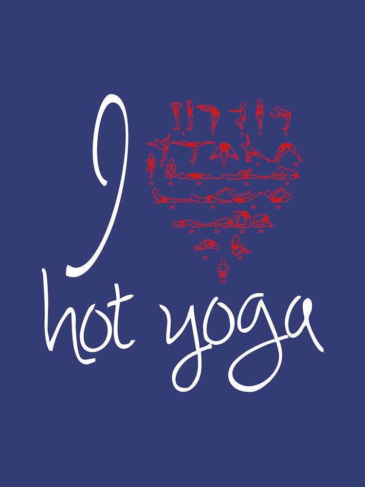 I love Hot Yoga (Love Heart with Bikram Postures) (White/White