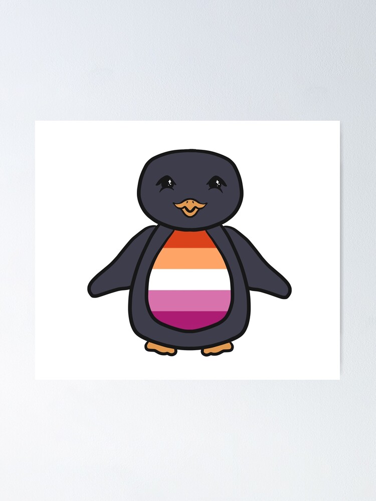 Lesbian Pride Penguin Poster By Roch By Gosh Redbubble