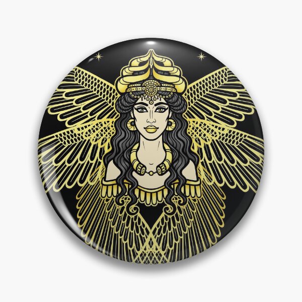 Item preview, Cartoon drawing: beautiful winged woman in a horned crown, a character in Assyrian mythology. Ishtar, Astarta, Inanna. designed and sold by YanaZvereva.