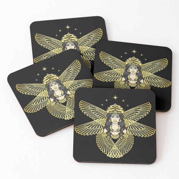 Item preview, Cartoon drawing: beautiful winged woman in a horned crown, a character in Assyrian mythology. Ishtar, Astarta, Inanna. designed and sold by YanaZvereva.