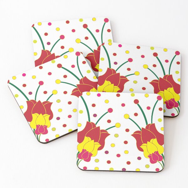 Item preview, Red Yellow Pink Lotus and Daffodil Pattern designed and sold by Nisha Prabhu.