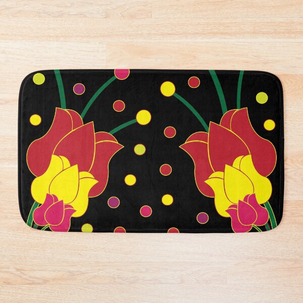 Item preview, Red Yellow Pink Lotus and Daffodil Pattern designed and sold by Nisha Prabhu.