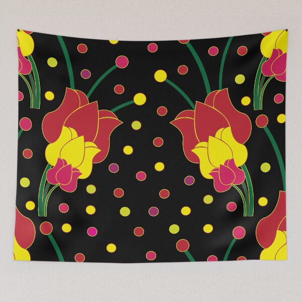 Item preview, Red Yellow Pink Lotus and Daffodil Pattern designed and sold by Nisha Prabhu.