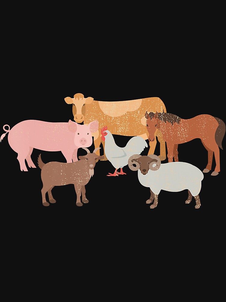 Cute Farm Animals Cow Pig Chicken Horse Sheep And Goat Tee Cute Farm Animals Cow Pig Chicken Horse Sheep And Goat Tee