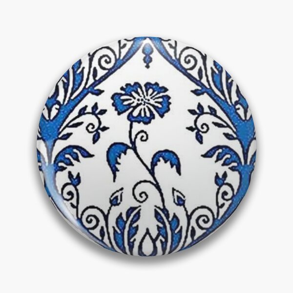 Item preview, ELECTRA 3 blue flower daisy baroque cornflower leaf patterns arabesque scrolls white vintage design style designed and sold by dragonemma.