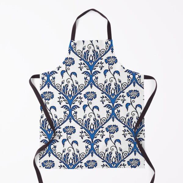 Item preview, ELECTRA 3 blue flower daisy baroque cornflower leaf patterns arabesque scrolls white vintage design style designed and sold by dragonemma.