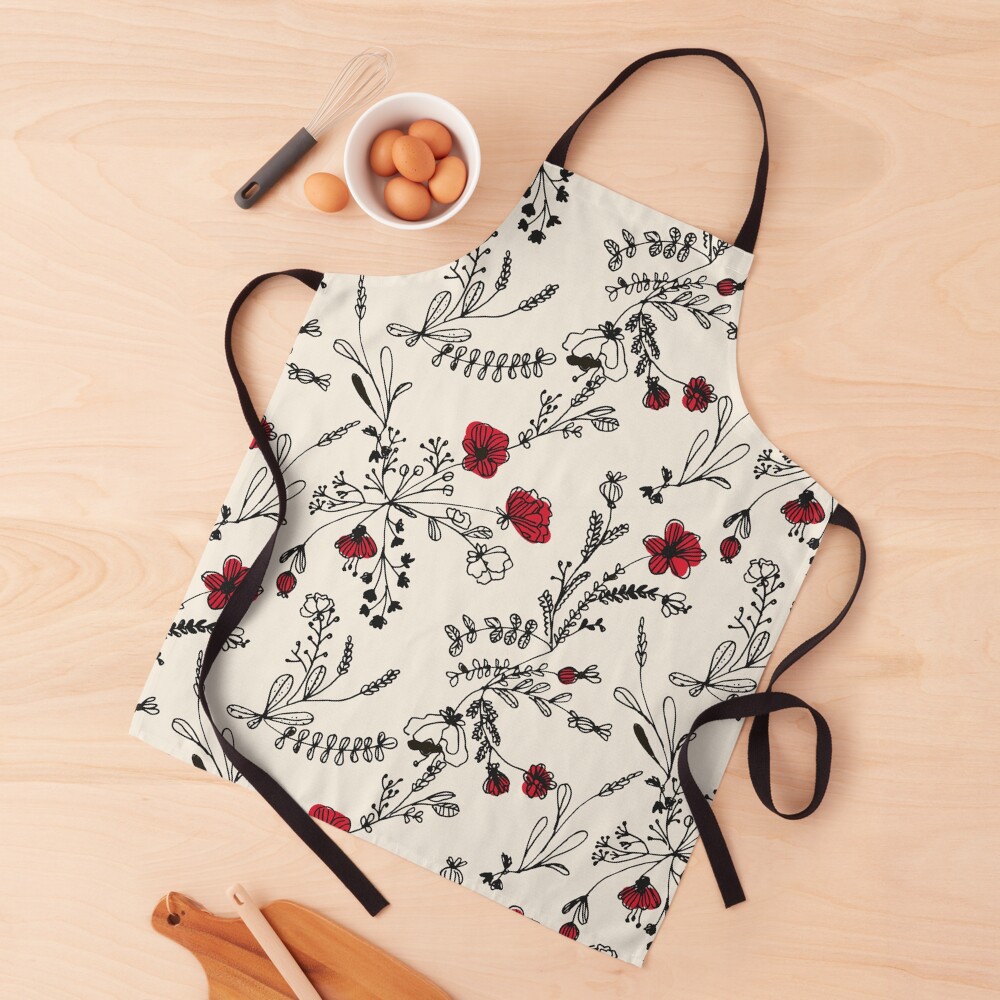 Red Flower Pattern Apron