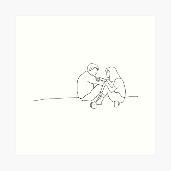 Item preview, Normal People - Connell and Marianne - Sally Rooney - Line Drawing - Bike Holiday Scene designed and sold by Sinead Ashcroft.