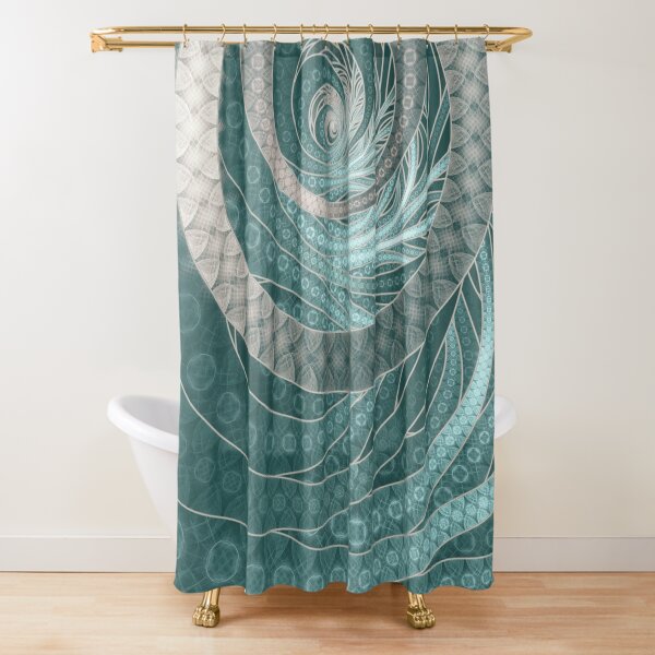 Eggshell Blue, Aqua & Beige Fractal Bangles Shower Curtain