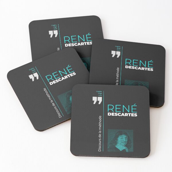 Item preview, René Descartes Text Portrait & Quote from "Discourse on the method" designed and sold by CMYKStudio.