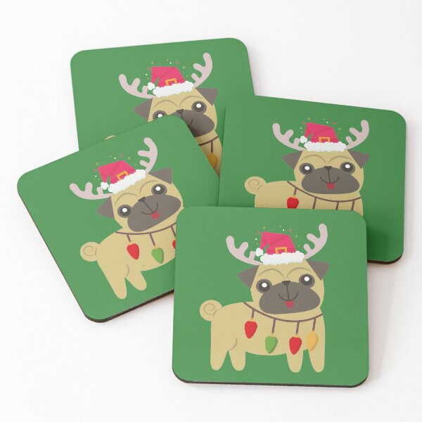 Item preview, Merry Pugmas from Pug with Antlers and Santa Hat designed and sold by SunfullyYours.