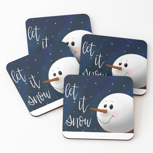 Abstract Smiling Snowman Set of 4 Coasters 