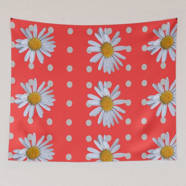Item preview, grey dot daisy transparent red background designed and sold by miaterinka.