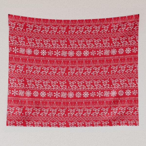 Item preview,  Cute Christmas Reindeer, Trees & Decorations on Christmas Red Background designed and sold by Gifty-Designs.