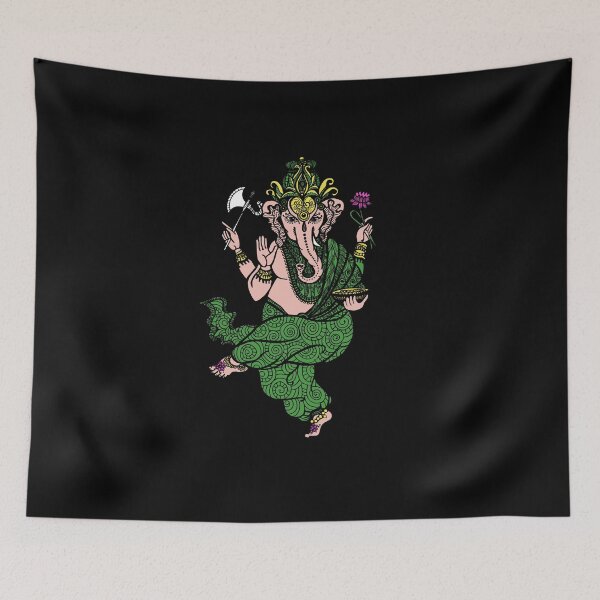 Artikelvorschau, Tanzen Ganesha Hindu Wealth God Ganapati Farbgrafik entworfen und verkauft von h44k0n.