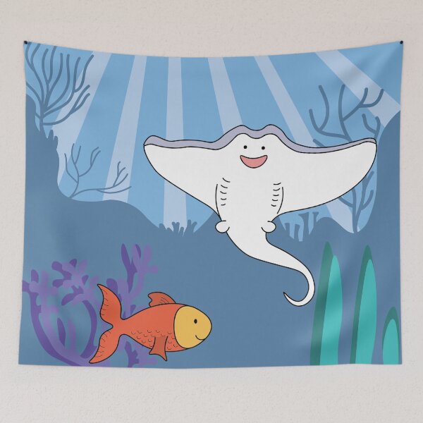 Item preview, Cute stingray and happy fish designed and sold by LiliesValley.