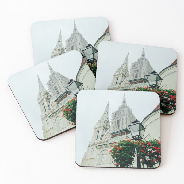 Item preview, Angled view of Zagreb's Cathedral in a cloudy day designed and sold by Carmen Jost.