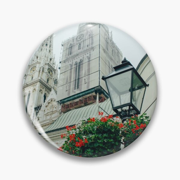 Item preview, Angled view of Zagreb's Cathedral in a cloudy day designed and sold by Carmen Jost.