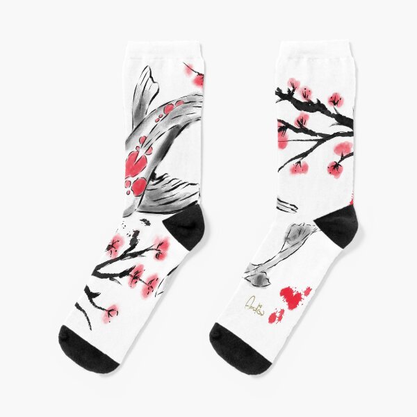 Red Carp in Japanese Style. Artwork By Annalisa Amato Socks