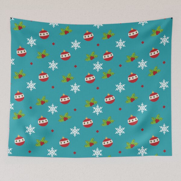 Item preview, Christmas pattern - baubles, mistletoe and snow flakes with blue. Funny matching christmas T-Shirts. Gift idea designed and sold by HaychGee.