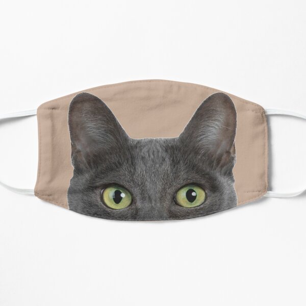 Peeking Cat with Light Green Eyes Flat Mask