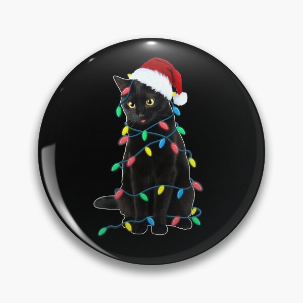 Item preview, Black Cat Christmas Led Lights Xmas Tree kitten in Santa hat funny gift designed and sold by alenaz.