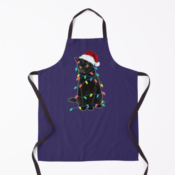 Item preview, Black Cat Christmas Led Lights Xmas Tree kitten in Santa hat funny gift designed and sold by alenaz.