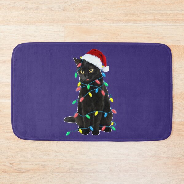 Item preview, Black Cat Christmas Led Lights Xmas Tree kitten in Santa hat funny gift designed and sold by alenaz.