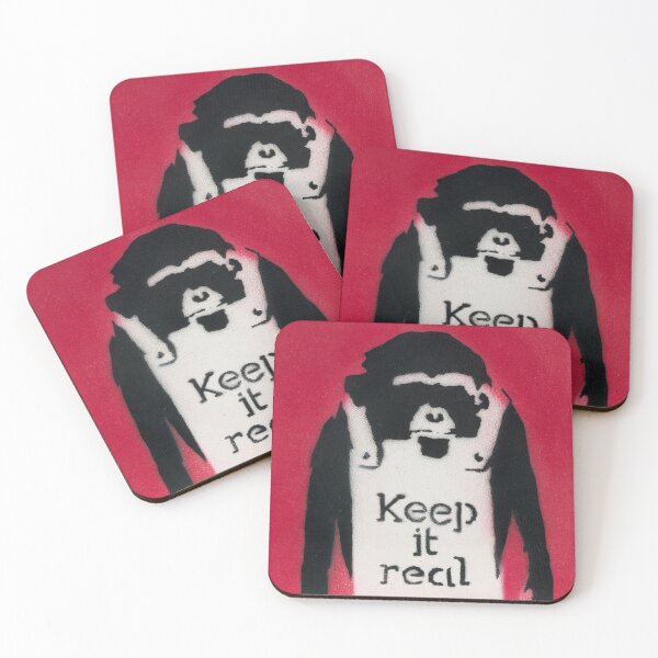 Item preview, BANKSY Keep It Real 2002 - Acrylic and Stencil Spray Paint on Canvas designed and sold by WE-ARE-BANKSY.