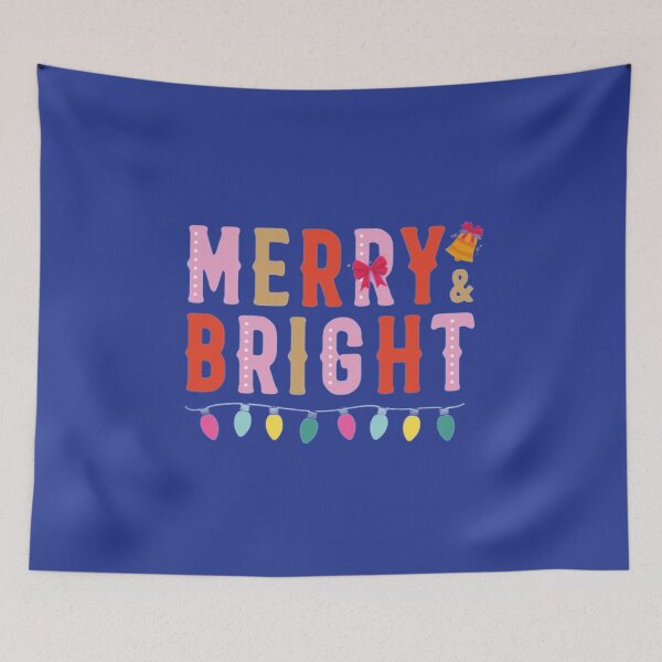 Item preview, Merry and bright  Colorful christmas saying designed and sold by BloompodDesigns.