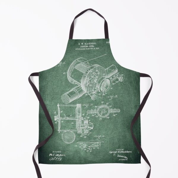 Item preview, Fishing reel 1907 patent green chalkboard designed and sold by InkedArtPrints.