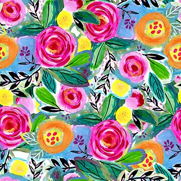 Artwork thumbnail, A happy and bright watercolour floral pattern by Jime-Creates
