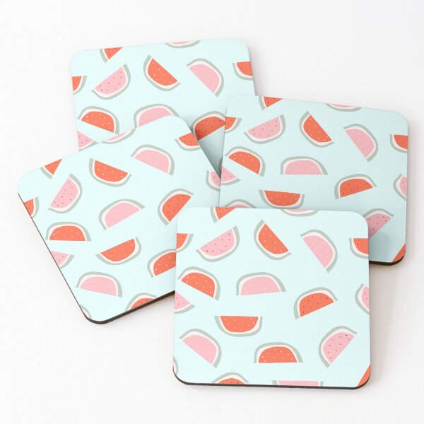 Item preview, Red and pink watermelon slice with bones design on blue background designed and sold by Eshka.
