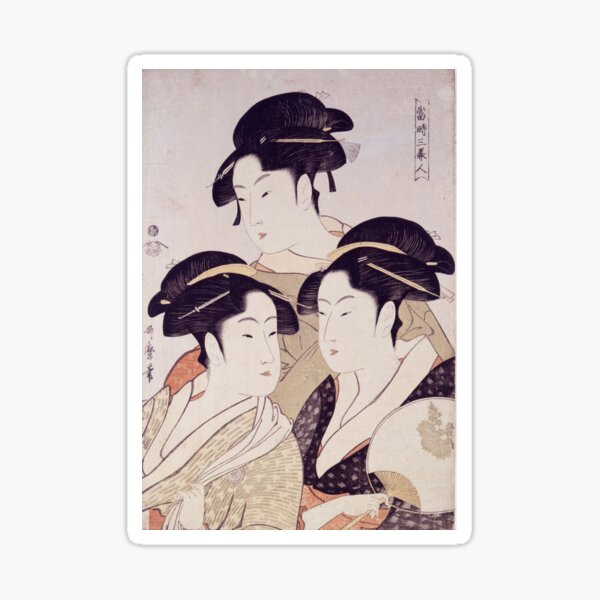 Tres bellezas de nuestros días, ukiyo-e de Kitagawa Utamaro Pegatina