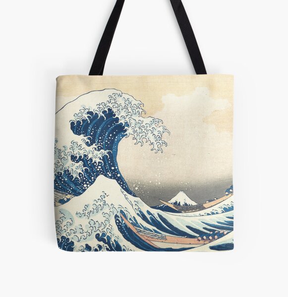 Gran Ola de Kanagawa, ukiyo-e de Katsushika Hokusai Bolsa estampada de tela