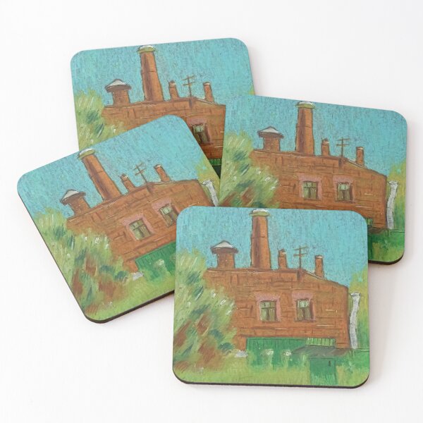 Item preview, the little brown house with roofs in the green, oil pastels, hand drawing designed and sold by panyulia21.