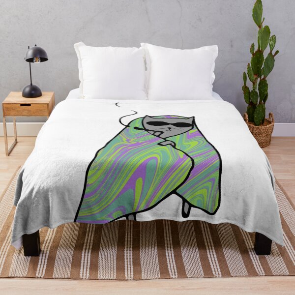 Item preview, Cat smoke with its psychedelic blanket designed and sold by dayFney.