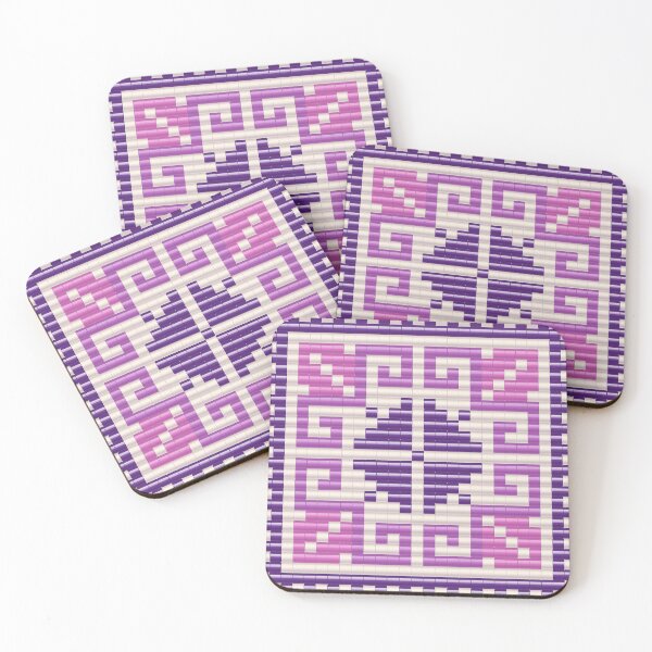 Item preview, Romanian beaded folk motif with ancestral embroidery in purple hues designed and sold by folkyouall.
