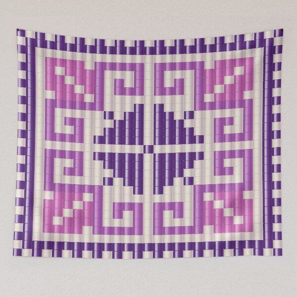 Item preview, Romanian beaded folk motif with ancestral embroidery in purple hues designed and sold by folkyouall.