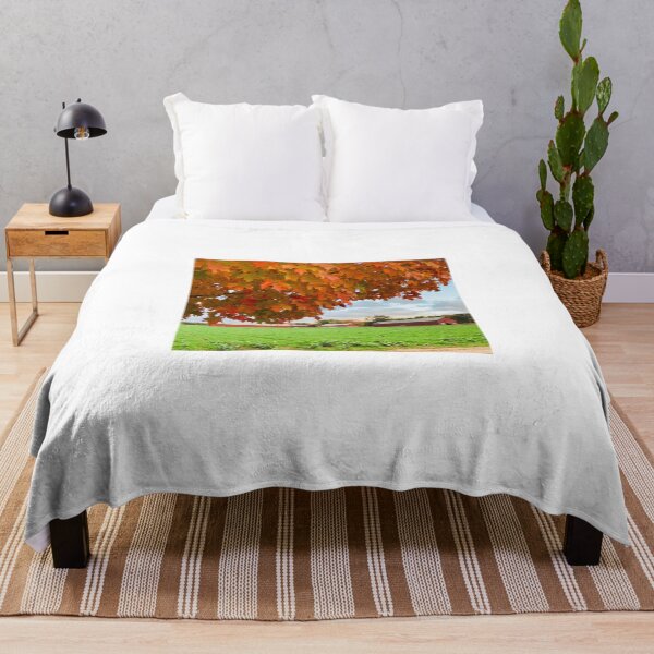 Item preview, Fall in Connecticut w red barns, red leaves designed and sold by Paintingladycat.
